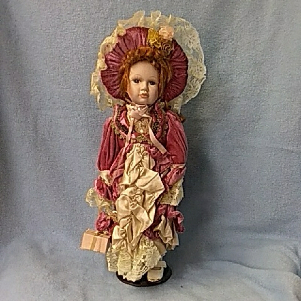 Show Stoppers - Sweet Memories Vintage Porcelain Doll with Pink Dress and Lace